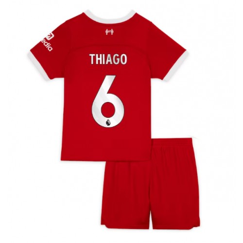 Fotballdrakt Barn Liverpool Thiago Alcantara #6 Hjemmedraktsett 2023-24 Kortermet (+ Korte bukser)